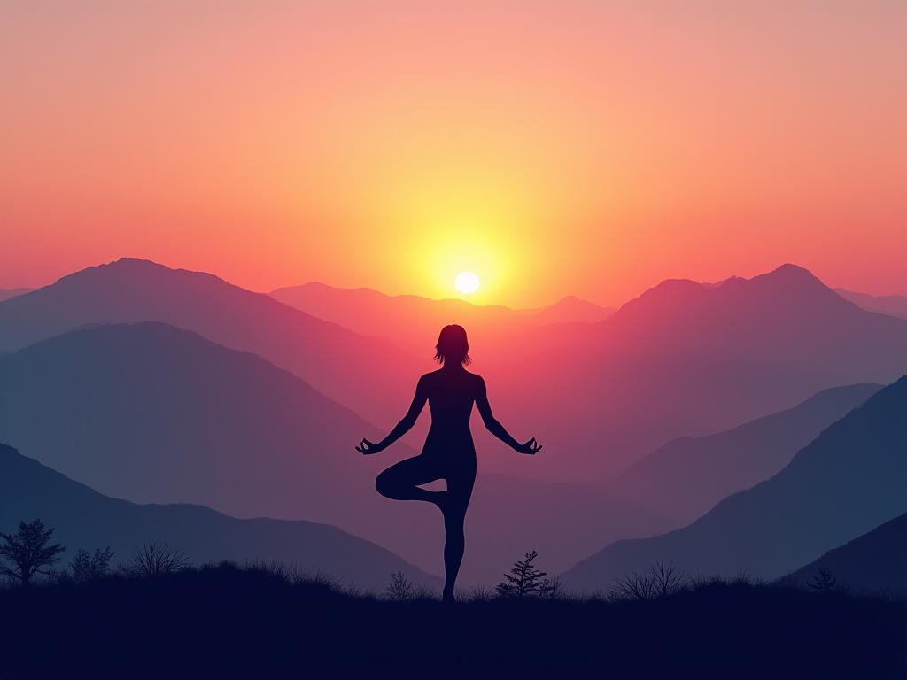 Peaceful wellness yoga retreat with mountain sunset views