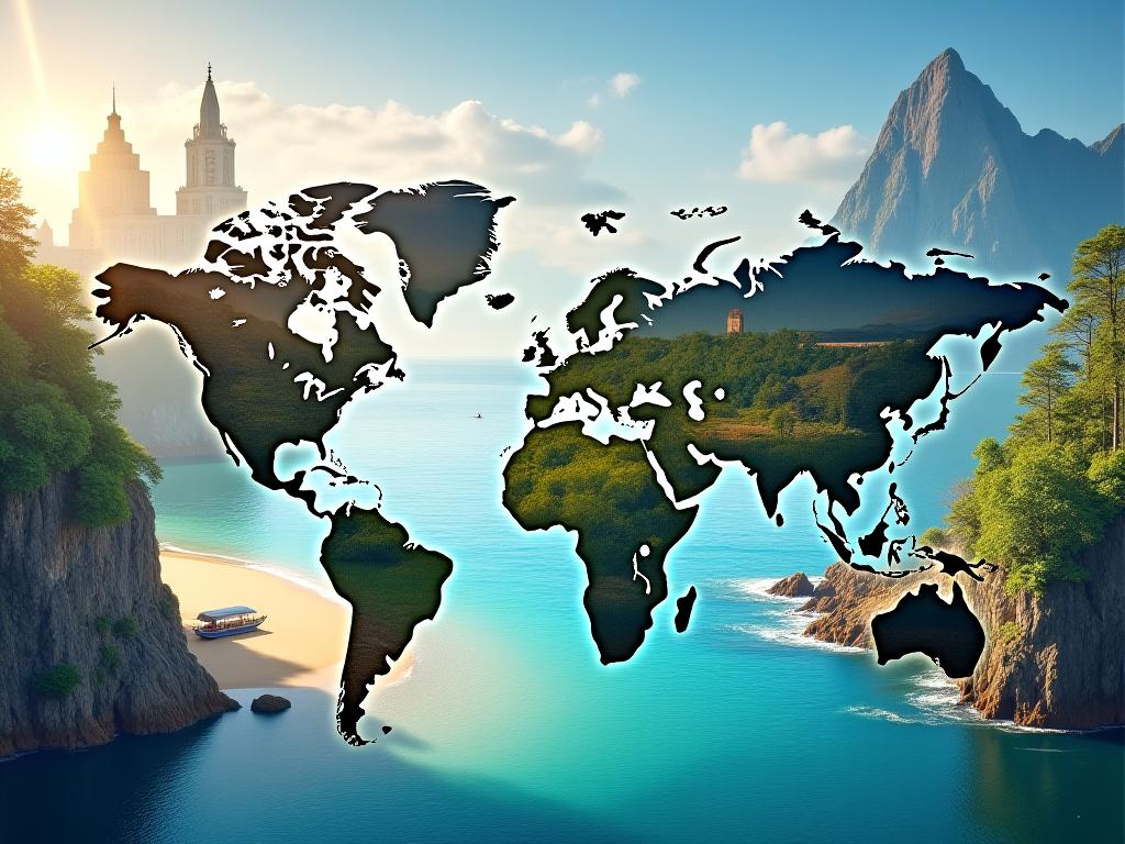 Stunning worldwide travel destinations collage